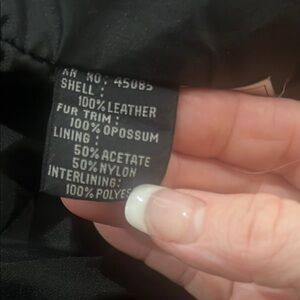 Opossum Fur Trim 💯% Black Leather Jacket Shell